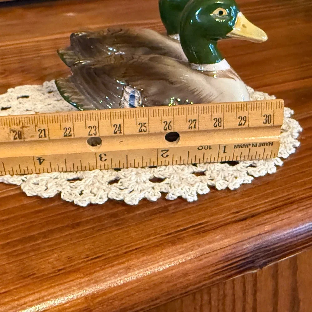 Otagiri Mallard Duck Salt Pepper Shakers Green Brown Excellent 1981